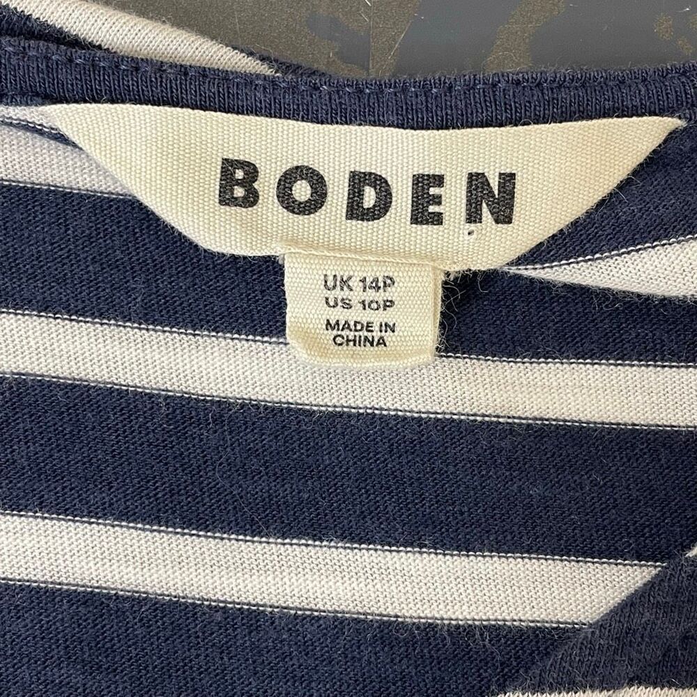 Boden Emma Tiered Jersey Midi Dress Navy Blue And White Stripes Size 10P - Picture 5 of 12